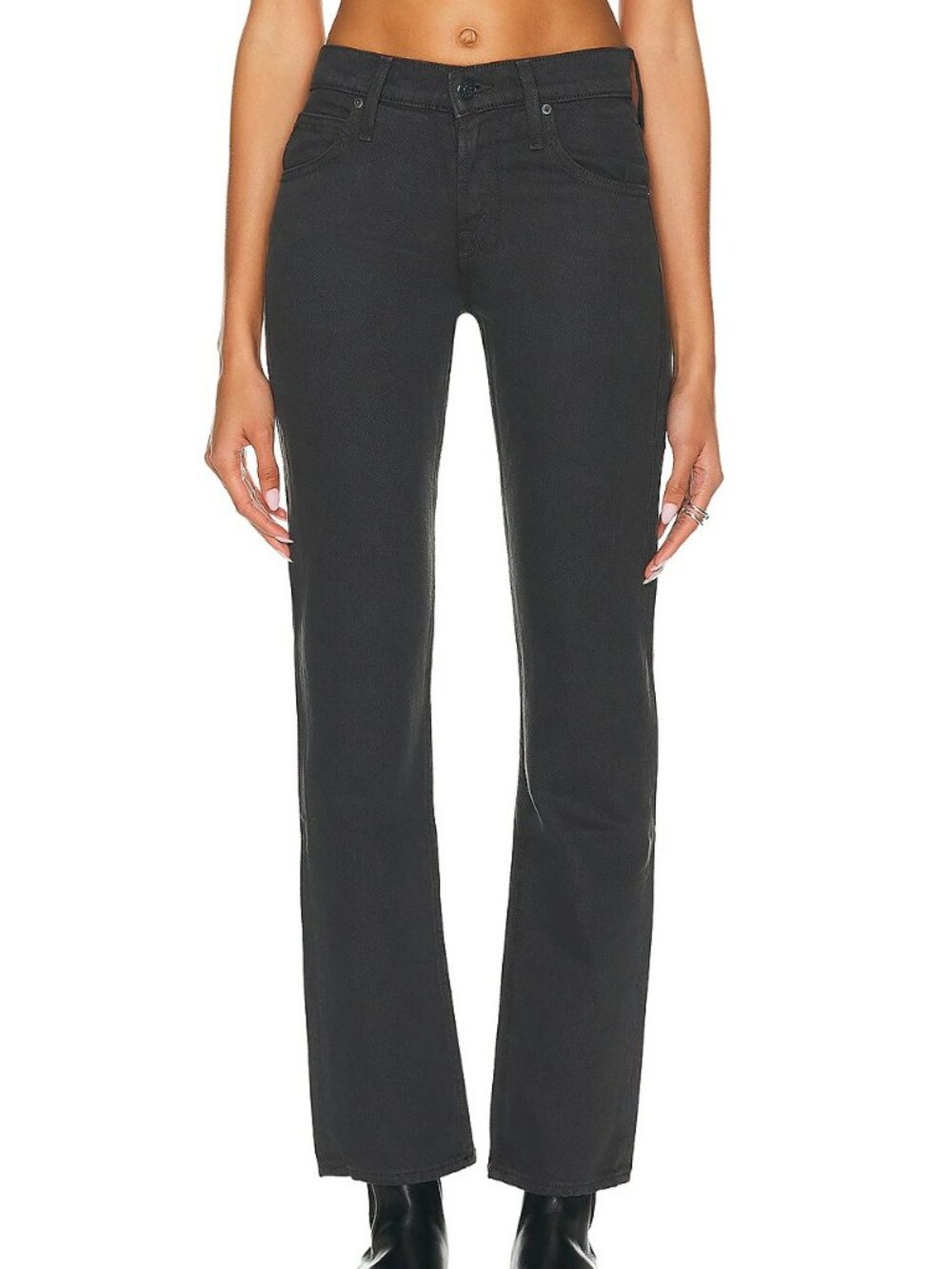 NWT MOTHER The Down Low Sweet Tooth Skimp Jeans Black Straight-Leg Size 31
